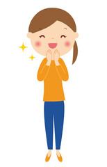 喜ぶ女性　全身　イラスト