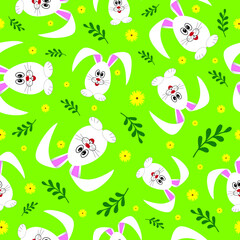 Colorful easter rabbit egg seamless pattern. Vector illustration.