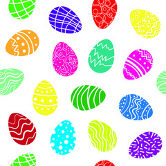 Colorful easter egg on green background seamless pattern. Vector illustration.	