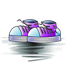 Sport shoes, fashionable creative sneakers. Isolated vector artistic illustration.