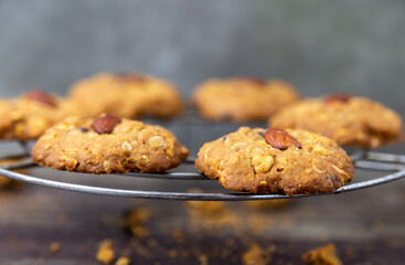 
Almonds cookies placed on a wire rack