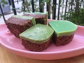 Matcha green tea Soft Fudge chocolate cup cake that No butter, No flour, No sugar