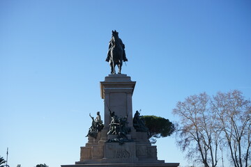 Fototapeta premium Statue of Giuseppe Garibaldi at Piazzale Garibaldi or Gianicolo Terrace in Rome, Italy