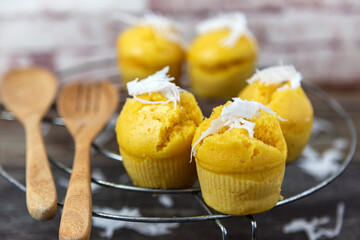 
Thai dessert with Tan That has coconut sprinkled on top