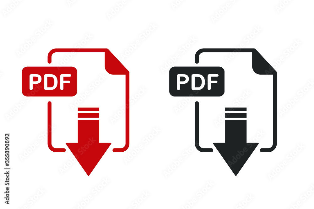Aufkleber pdf file download and upload document icon vector logo template
