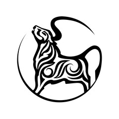 Bull isolated silhouette Chinese Zodiac Sign of 2021 Year.