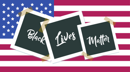Black Lives Matter stamp message in vector illustration. USA, United States of America flag