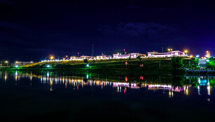 Purple city in the night, Tanah Grogot, East Kalimantan, Indonesia