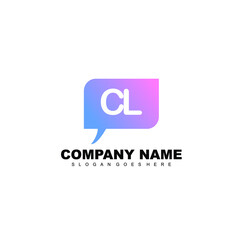 Fototapeta na wymiar Initial Letter CL Chat Talk Logo design template vector illustration