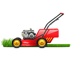 Vector Lawn Mower with Grass