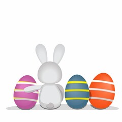 Happy easter. Rabbit and easter egg. Illustration vector