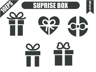Vector of gift box icon set with white background. Giftbox icon set.