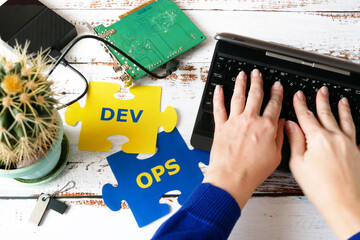 DevOps Concept for software engineering culture and practice of software development and operation,...