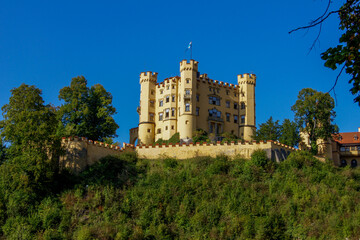 Hohenschwangau Castle, a 19th-century palace in southern Germany near Neuschwanstein Castle. It was the childhood residence of King Ludwig II of Bavaria.