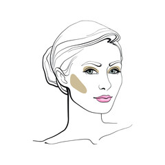 Girl with elegant hairstyle. Abstract face. Fashion illustration. Vector illustration