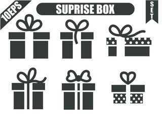 Vector of gift box icon set with white background. Giftbox icon set.