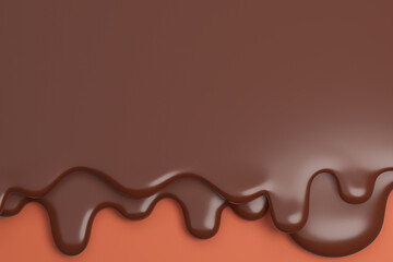 Melted milk brown chocolate flow down.,3d model and illustration.