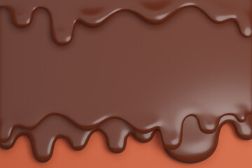 Melted milk brown chocolate flow down.,3d model and illustration.