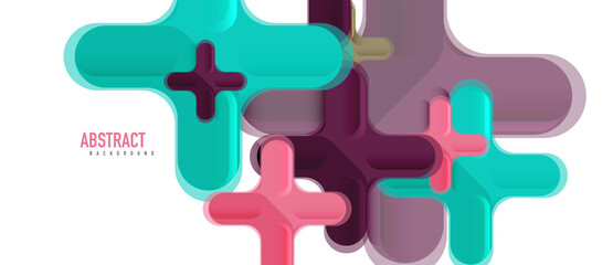 Obraz premium Glossy multicolored plastic style cross composition, x shape design, techno geometric modern abstract background. Trendy abstract layout template