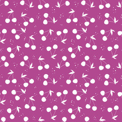 Tropical cherry fruit seamless pattern. Vector illustration.