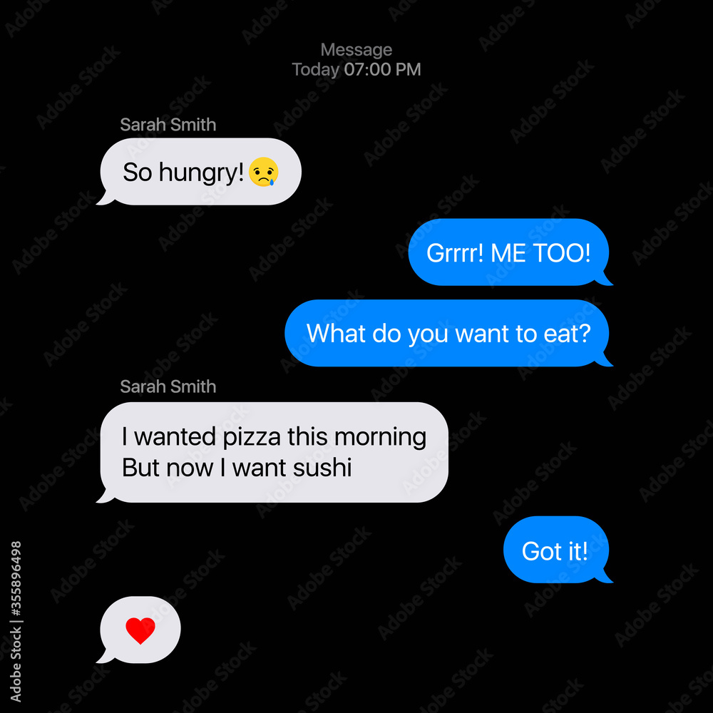 Poster imessage interface. texting mockup. telegram messenger. flat vector message bubbles. chat interface 