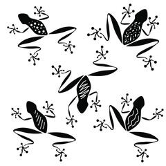 Black isolated frogs set on white backround. Vector graphic illustration.