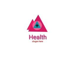 Creative triangle shape health logo, family care, health and caring, clinic and pharmacy icon, family nutrition, hospital and wellness symbol.