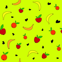 Fruit seamless pattern. Vector illustration.