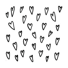 Drawn with marker black and white set of hearts.