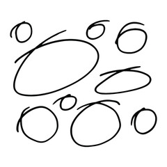 Drawn with marker black and white round text selectors.