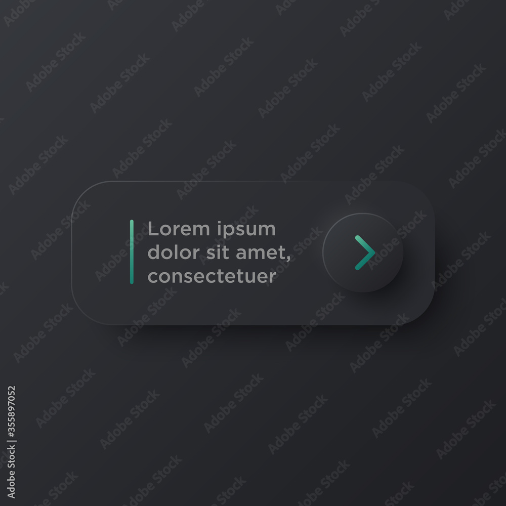 Fototapete soft neumorphism text holder with button. trending vector design ui element.