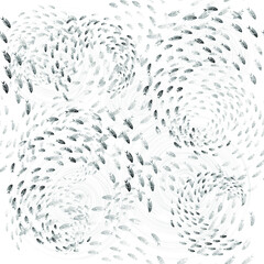 Fototapeta na wymiar Seamless pattern. Black fish vortex on white backround. Vector graphic illustration.