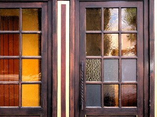 Old empty restaurant in Paris with beautiful glass doors and windows