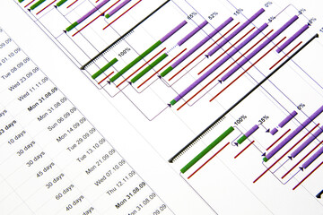 Project management, planning with gantt chart