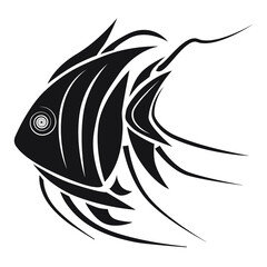 Fish logo creative design. Black shape on wihite background. Vector illustration.