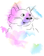Cute Cat Watercolor Style Vector Illustration