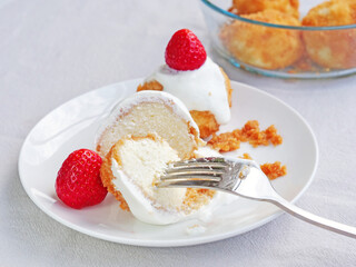 Farmers cheese dumplings covered with roasted breadcrumbs served