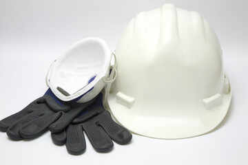 construction helmet and gloves