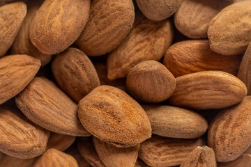 Close up of healthy organic raw almonds 
