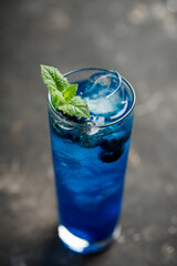 Colorful blueberry cocktail. Selective focus. Shallow depth of field.
