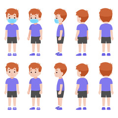 Set of little boy children in new normal life wearing a surgical protective Medical mask for prevent coronavirus, Health care concept.