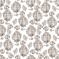 Salad leaves or cabbage, dieting nutrition seamless pattern
