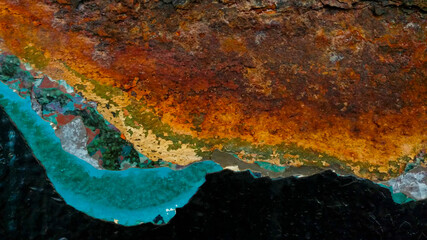 Abstract colorful background rusted metal peeling paint