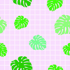 pattern with leaves on a pink background