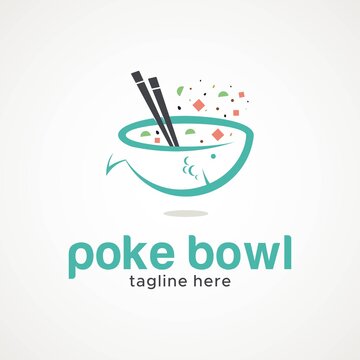 Poke bowl logo design unique