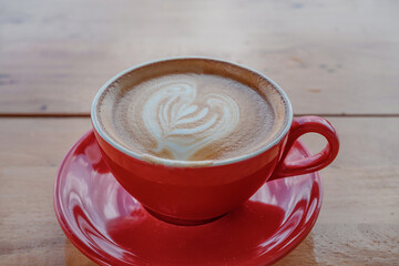 Hot coffee in a cup.