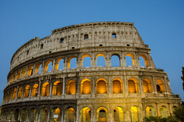 Fototapeta na wymiar View of Colosseum in Rome at night Italy, Europe