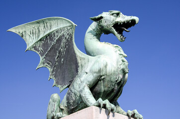 statue of a dragon, ljubljana, slovenia