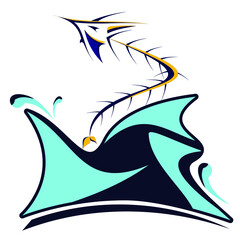 yacht in the sea vector