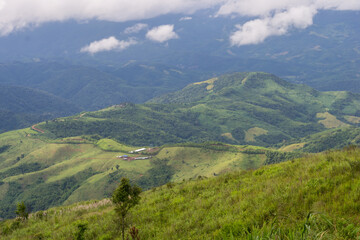 Fototapeta na wymiar Scenery of a small mountain village at Doi Chang Mub, Chiang Rai province, THAILAND